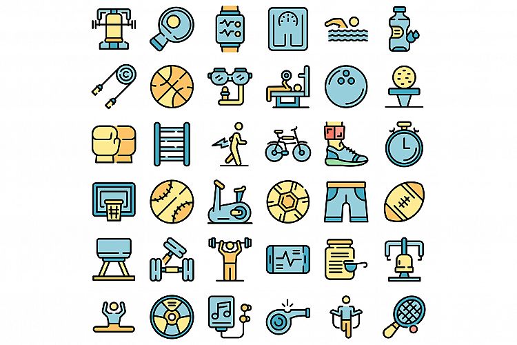 Physical activity icons set vector flat example image 1