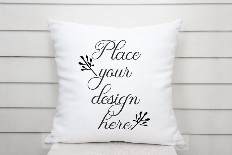 White pillow mockup cushion template summer nautical mock up