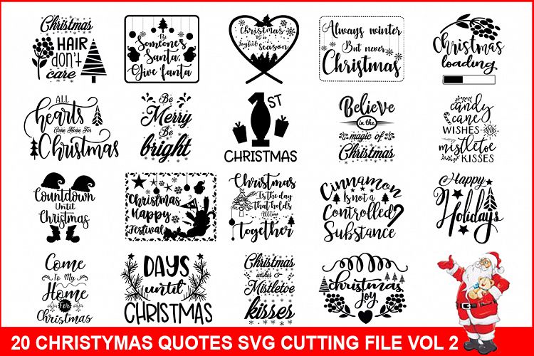 20 Merry Christmas Quote SVG Design Bundle Vol 2.
