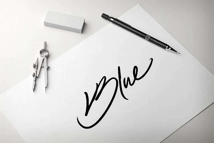 Blue Script Hand lettering Word vector
