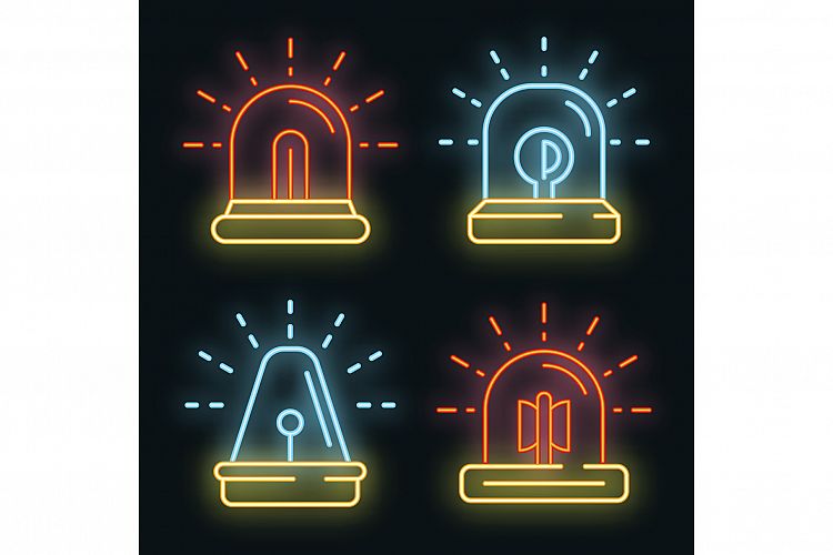 Flasher icon set vector neon example image 1