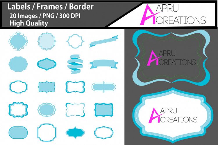 digital frames clipart / light blue label vector cut file SVG / label SVG / frames SVG/ border / printable high quality designs / hand drawn frames