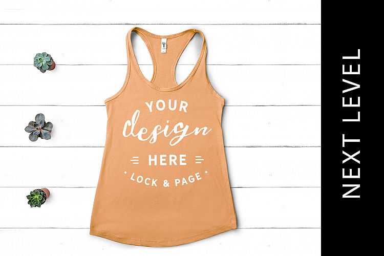Light Orange Tank Top Mockup Next Level 1533 Muscle Top Vest