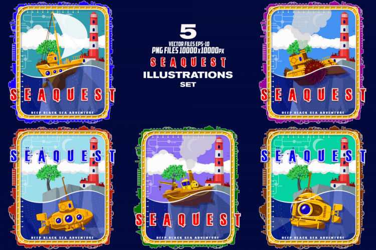 Sea themes. For T-shirts and banners.