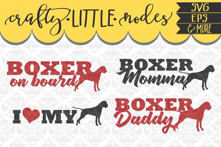 Boxer Dog Breed Momma Daddy on Board SVG DXF AI EPS PNG 