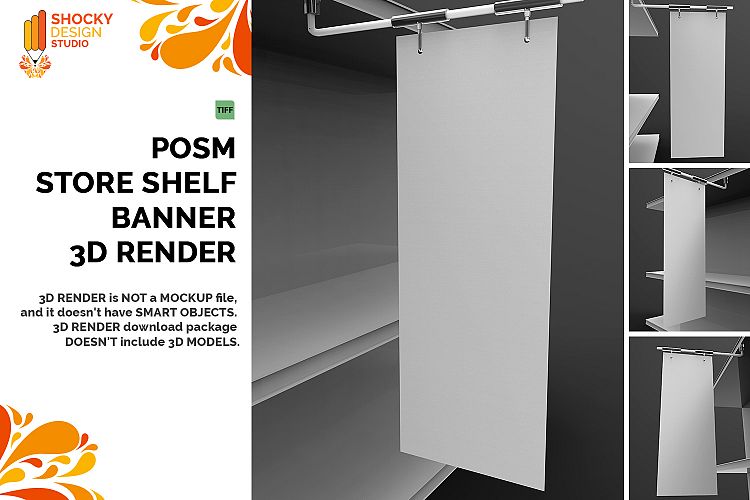POSM Store Shelf Banner 3D Render
