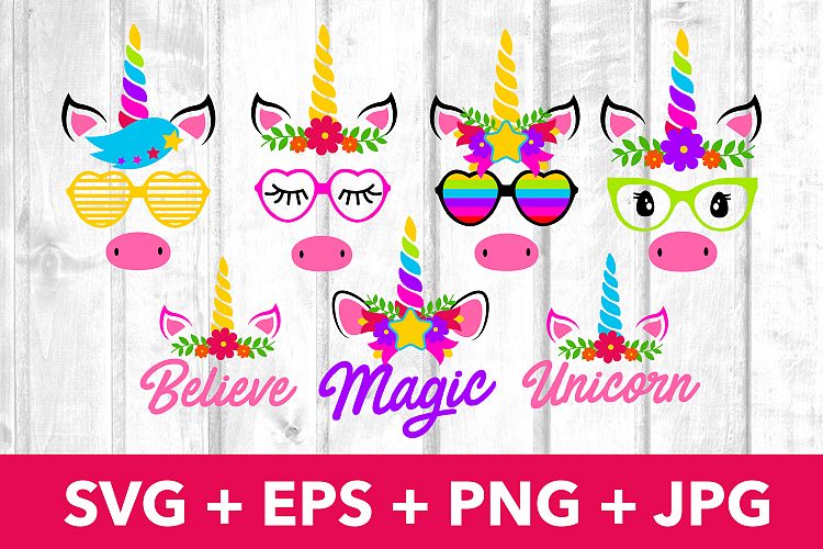 Magic Unicorn Faces SVG