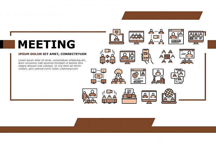 Online Video Meeting Landing Header Vector example image 1