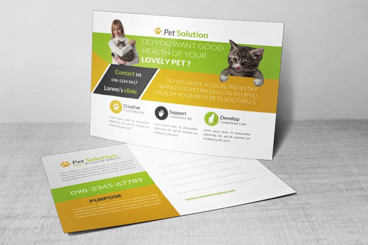 Pet Care Postcard Template