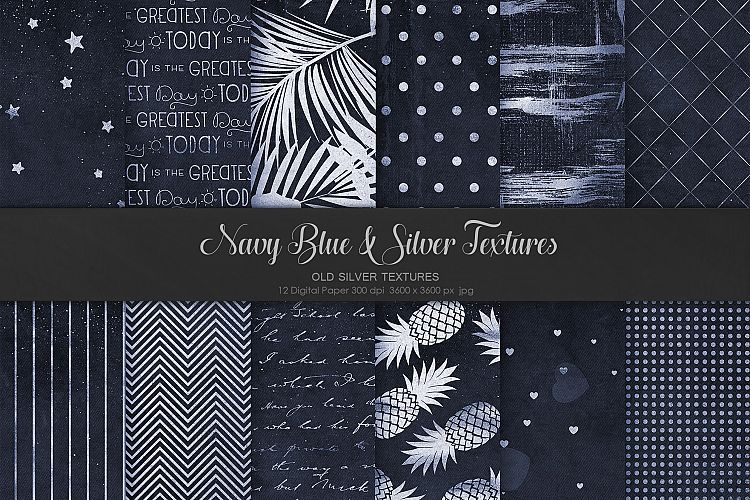 Navy Blue   Silver Textures
