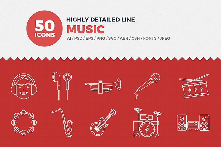 Music Line Icons Set