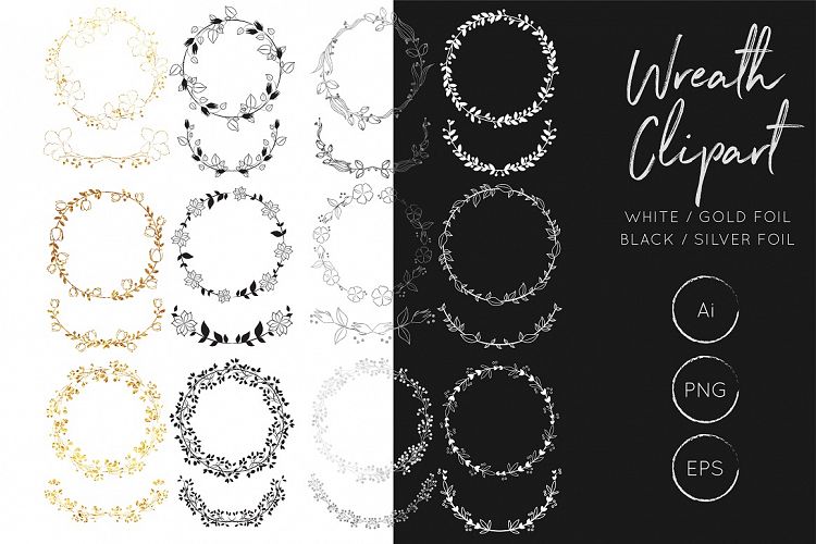 Wreath Clipart - Vector Wreath Clipart - Laurel Clipart