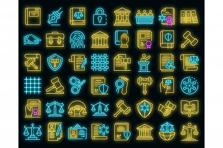 Justice icons set vector neon example image 1