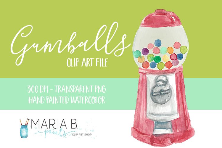 Candy Gumball Machine Watercolor Clip Art PNG