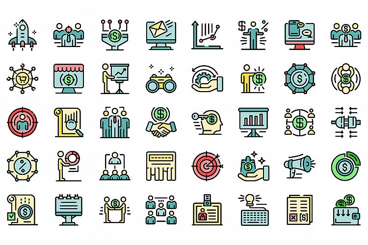 Account manager icons set vector flat example image 1