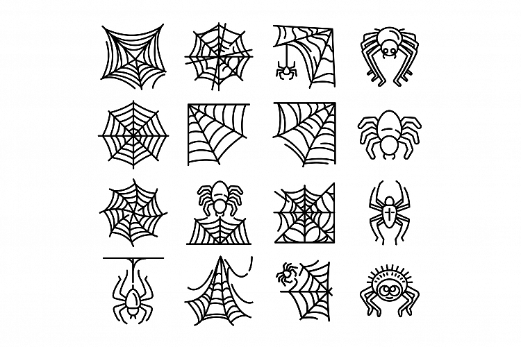 Spider icon set, outline style example image 1