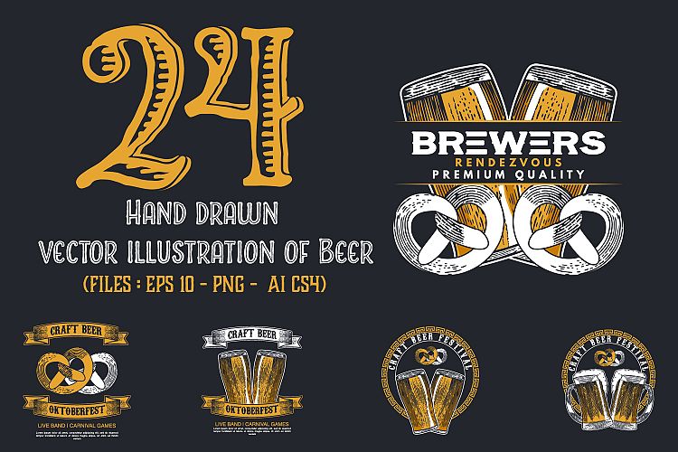 24 Hand drawn vector illustration of Beer