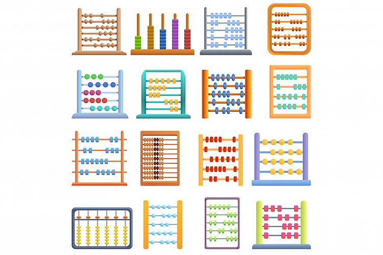 Abacus icons set, cartoon style example image 1