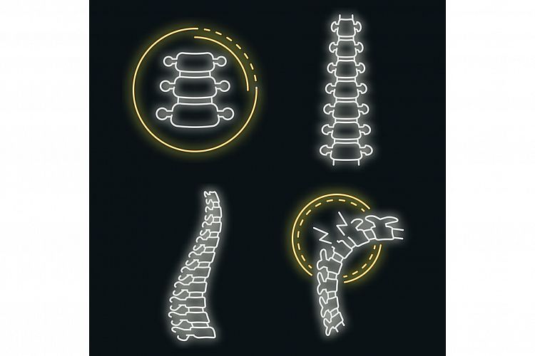 Spine icon set vector neon example image 1