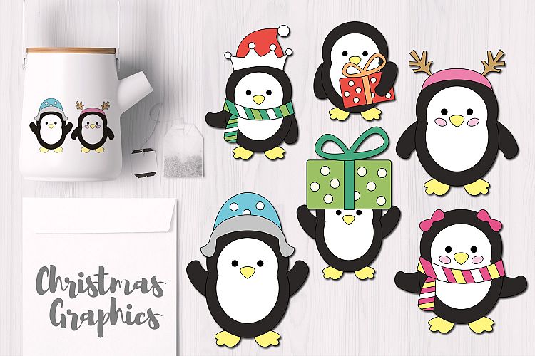 Simple Winter Penguins, Christmas Graphics