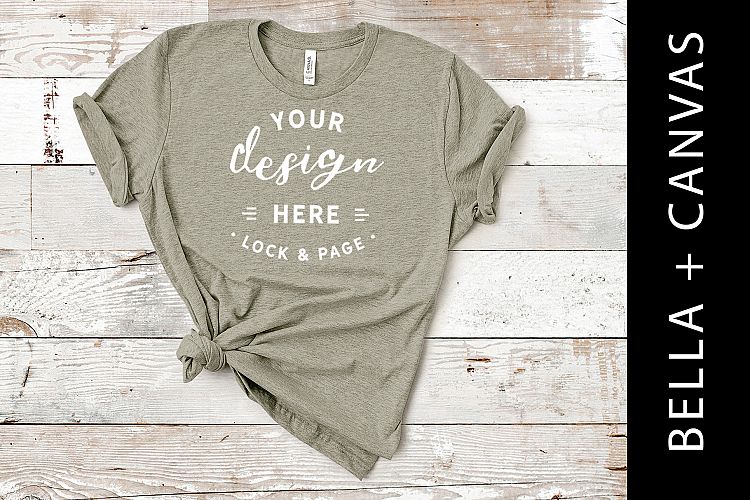 Bella Canvas 3001 Heather Stone T Shirt Mockup Feminine