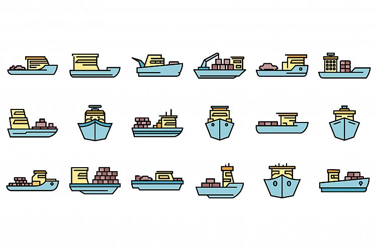 Ferry icons set vector flat example image 1