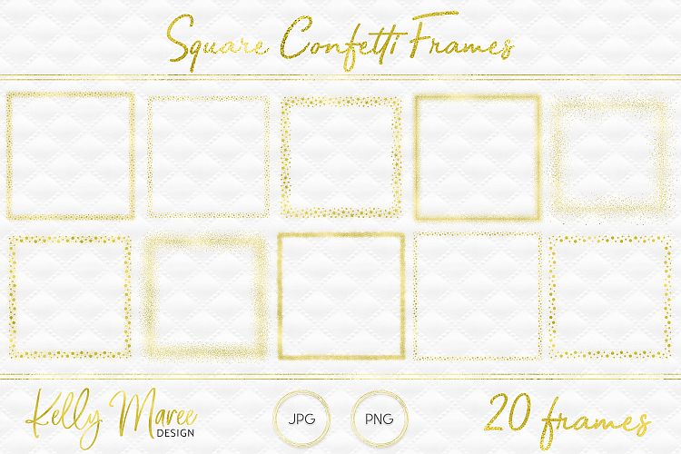 Gold Square Confetti Frames
