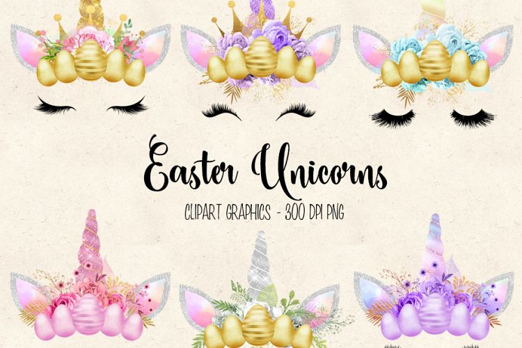 Easter Unicorns Clipart example image 1