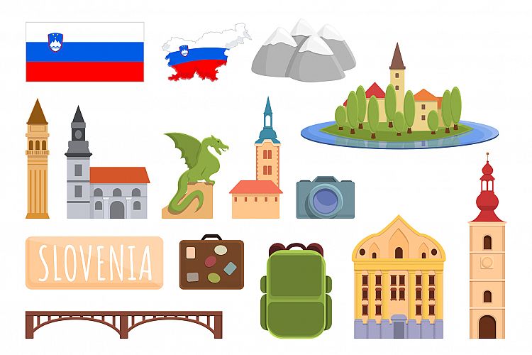 Slovenia icons set, cartoon style example image 1