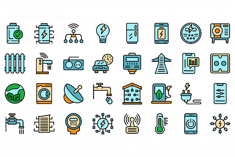 Smart consumption icons set vector flat example image 1