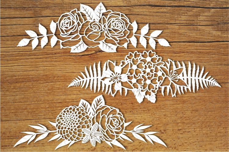 Floral Decorations (set 2) SVG files for Silhouette Cameo and Cricut. Clipart PNG transparent included.