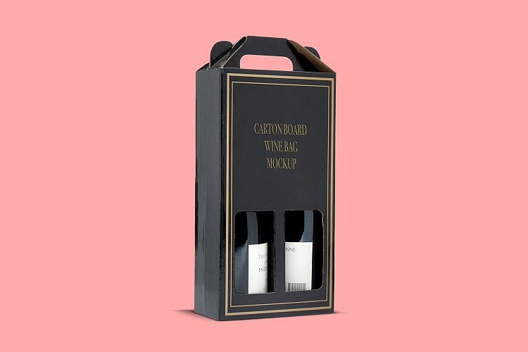 Carton Wine Bag Packaging Mockup