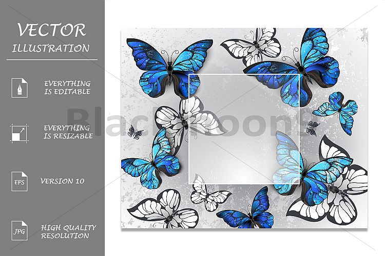 Square Banner with Blue Butterflies