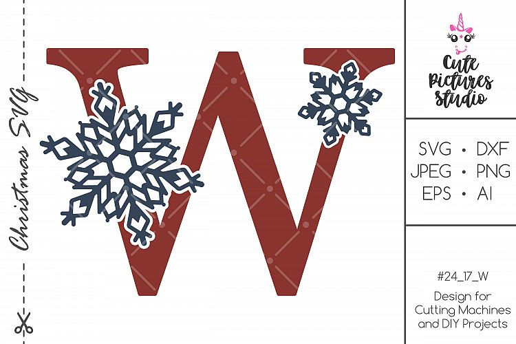 Download Christmas monogram svg. Snowflake letter 'W' SVG, DXF, PNG