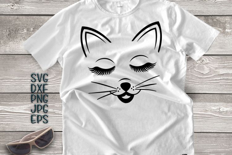 Halloween cat face svg, eyelashes svg, cat head svg, cat svg