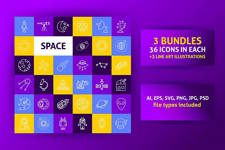 Space Line Art Icons