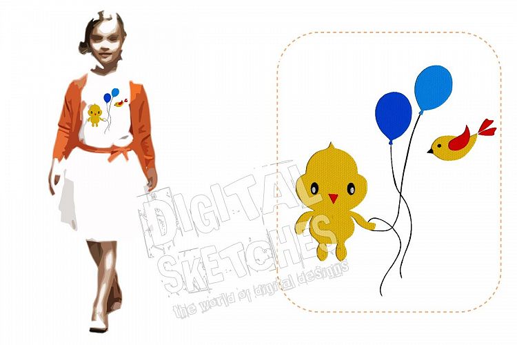 Chicken Chick Machine Embroidery Design 3 Sizes