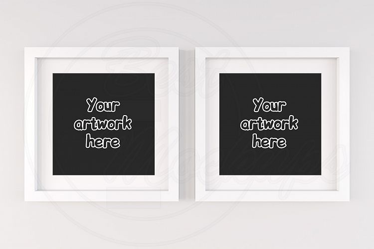 Kit of two square wall frame mockups