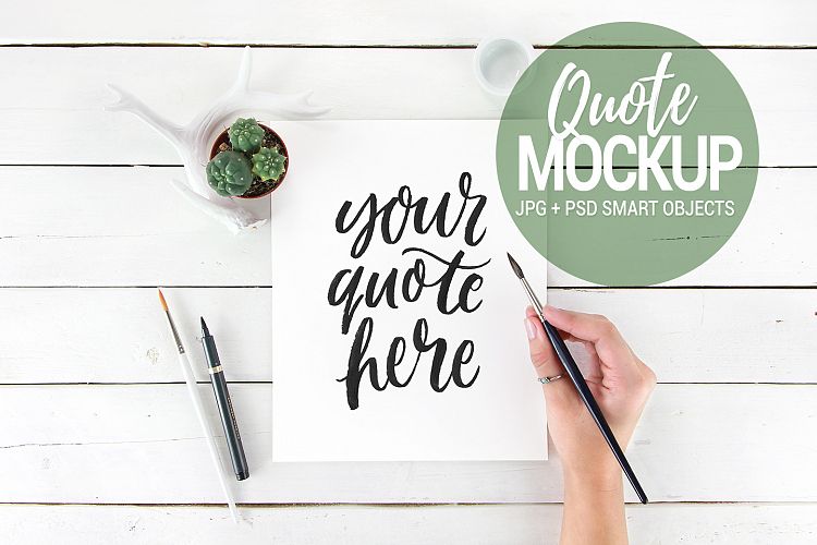 Quote mockup, feminine flatlay styled stock