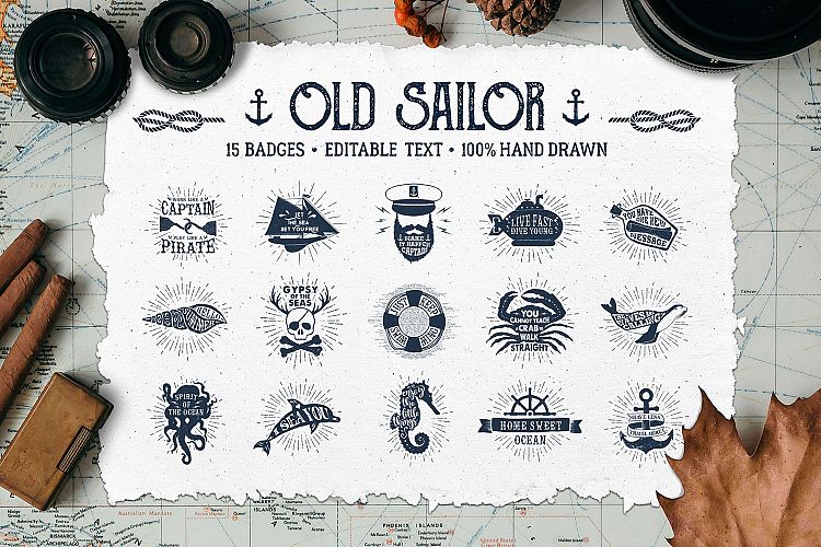 Old Sailor. Vintage Badges. Vol.1