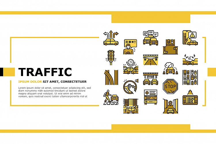 Traffic Jam Transport Landing Header Vector example image 1