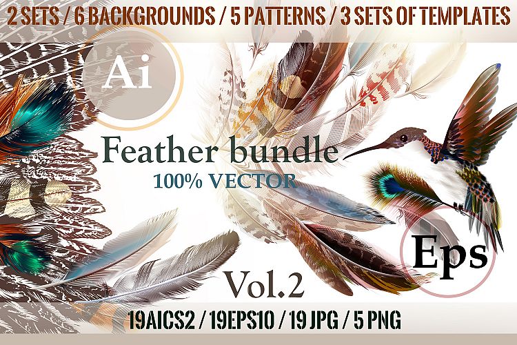 Colorful feathers bundle