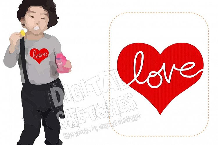 Love Heart Machine Embroidery Design 5 Sizes