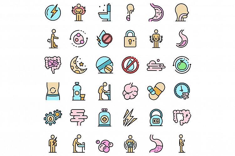 Digestion icons set vector flat