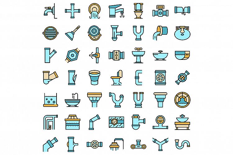 Sewerage icons set vector flat example image 1