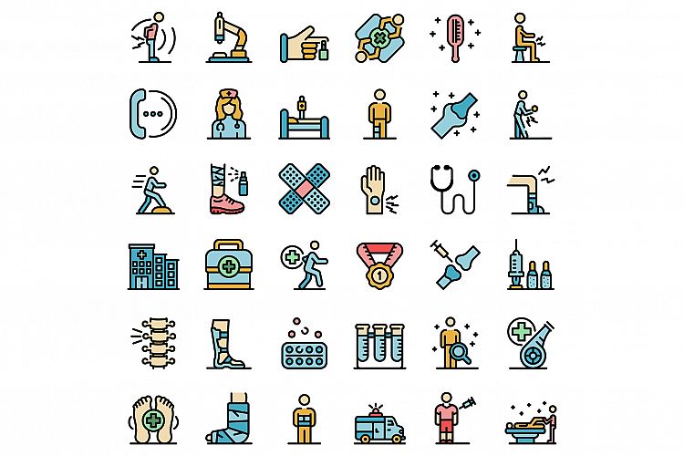 Sports doctor icons set vector flat example image 1