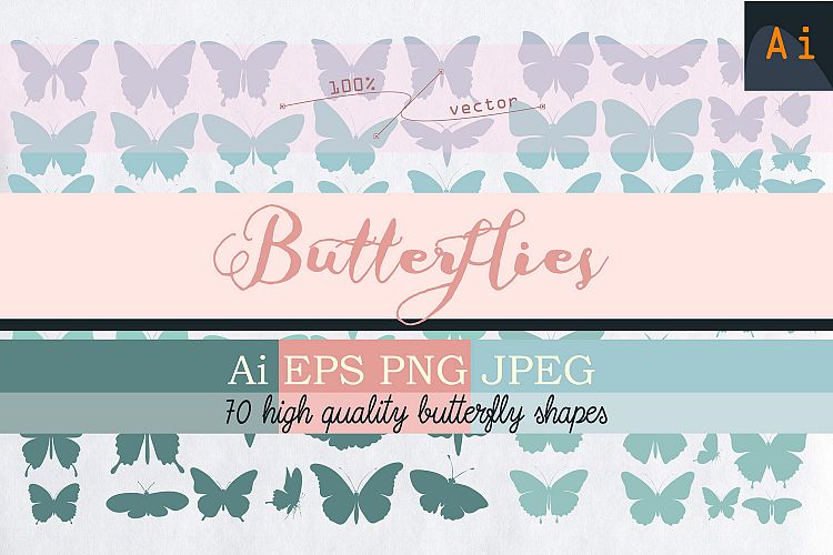 Set of vector butterfly shapes