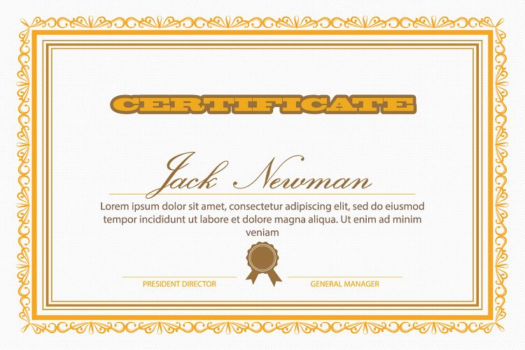 golden certificate ornamental style vector