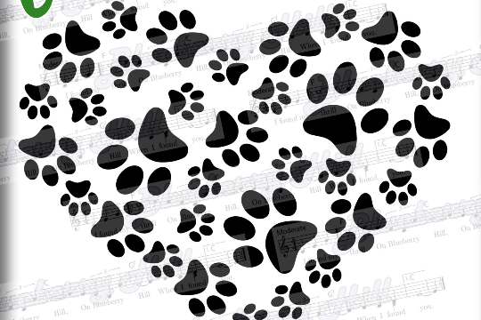 Paws Print Heart -Paw Print SVG - Paw Prints pattern - Paws