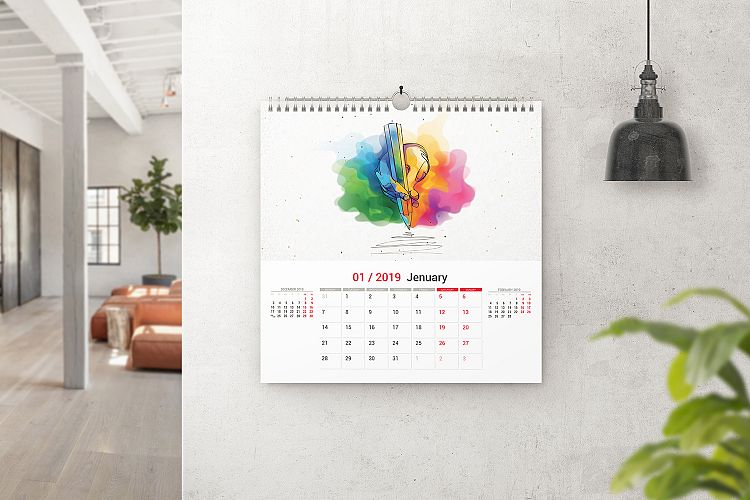 Square Wall Calendar Mockups